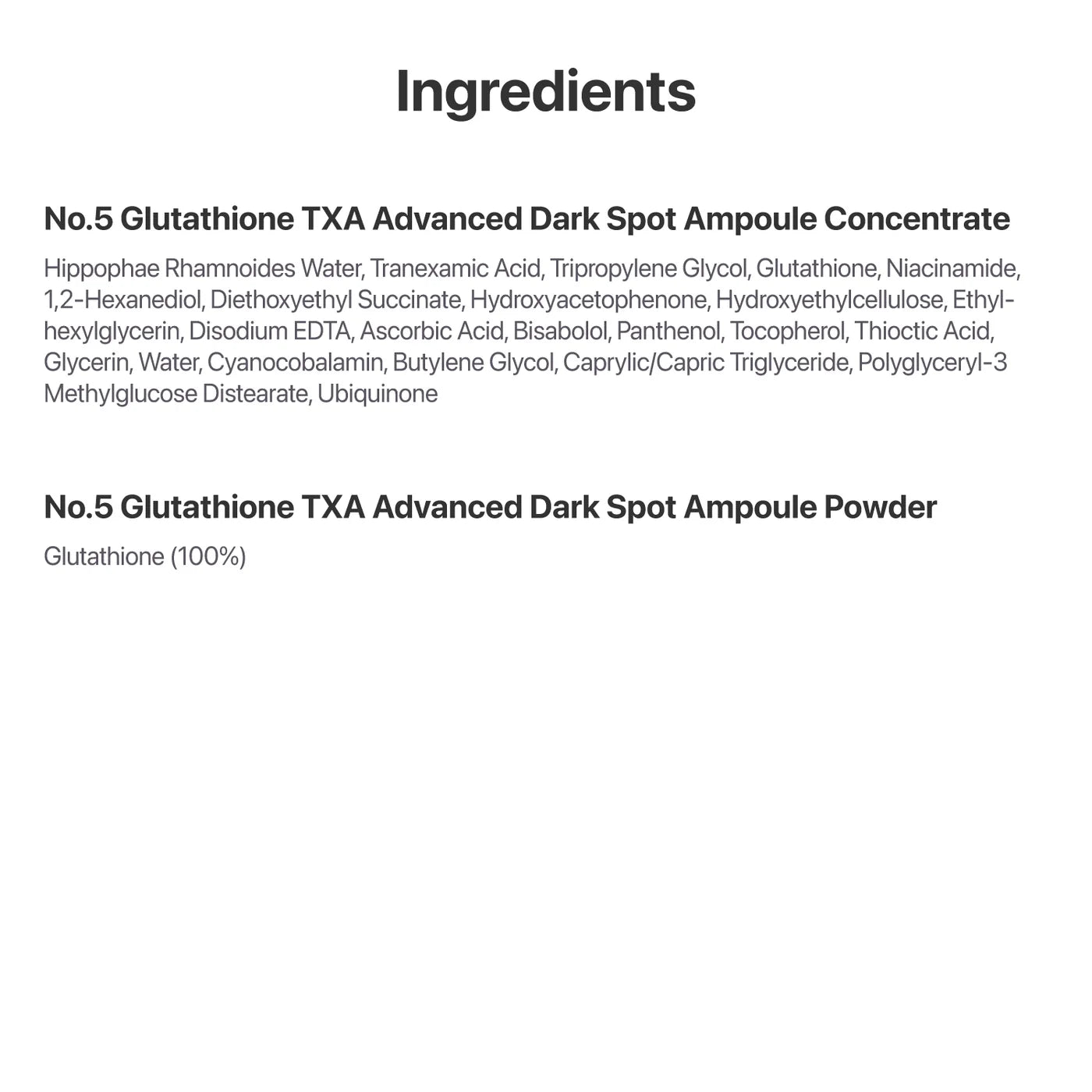 No.5 Glutathione TXA Advanced Dark Spot Ampoule Concentrate