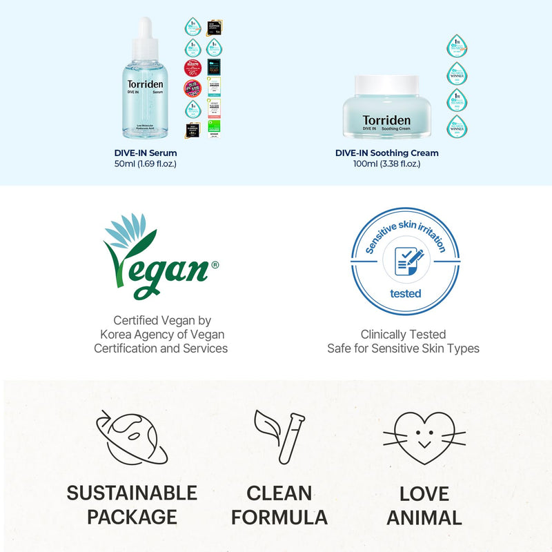 TORRIDEN DIVE IN SERUN + SOOTHING CREAM HYALURONIC ACID CARE SET