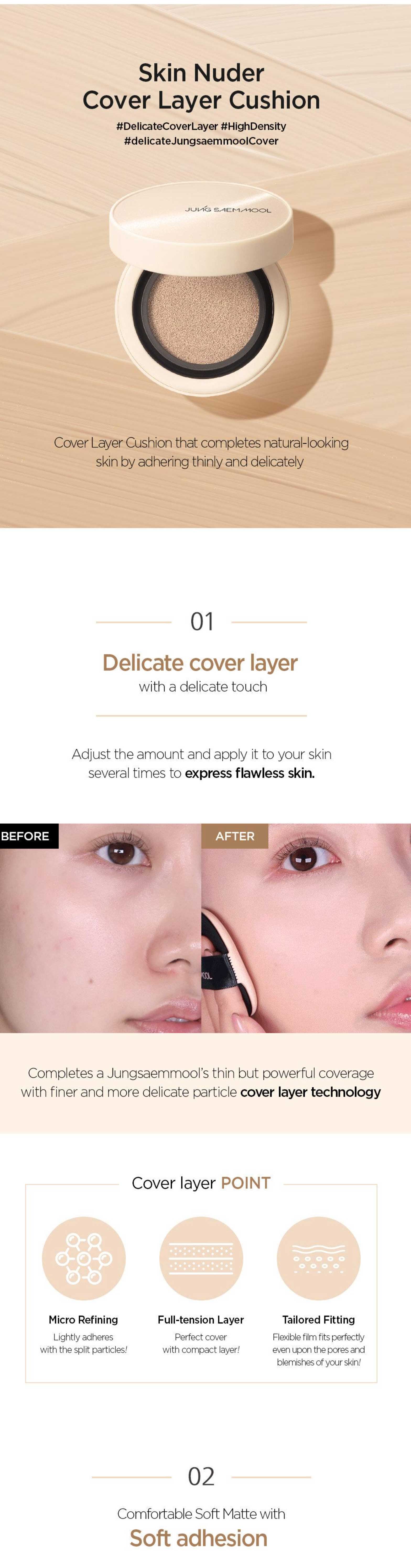 JUNGSAEMMOOL Skin Nuder Cover Layer Cushion (Refill Included)