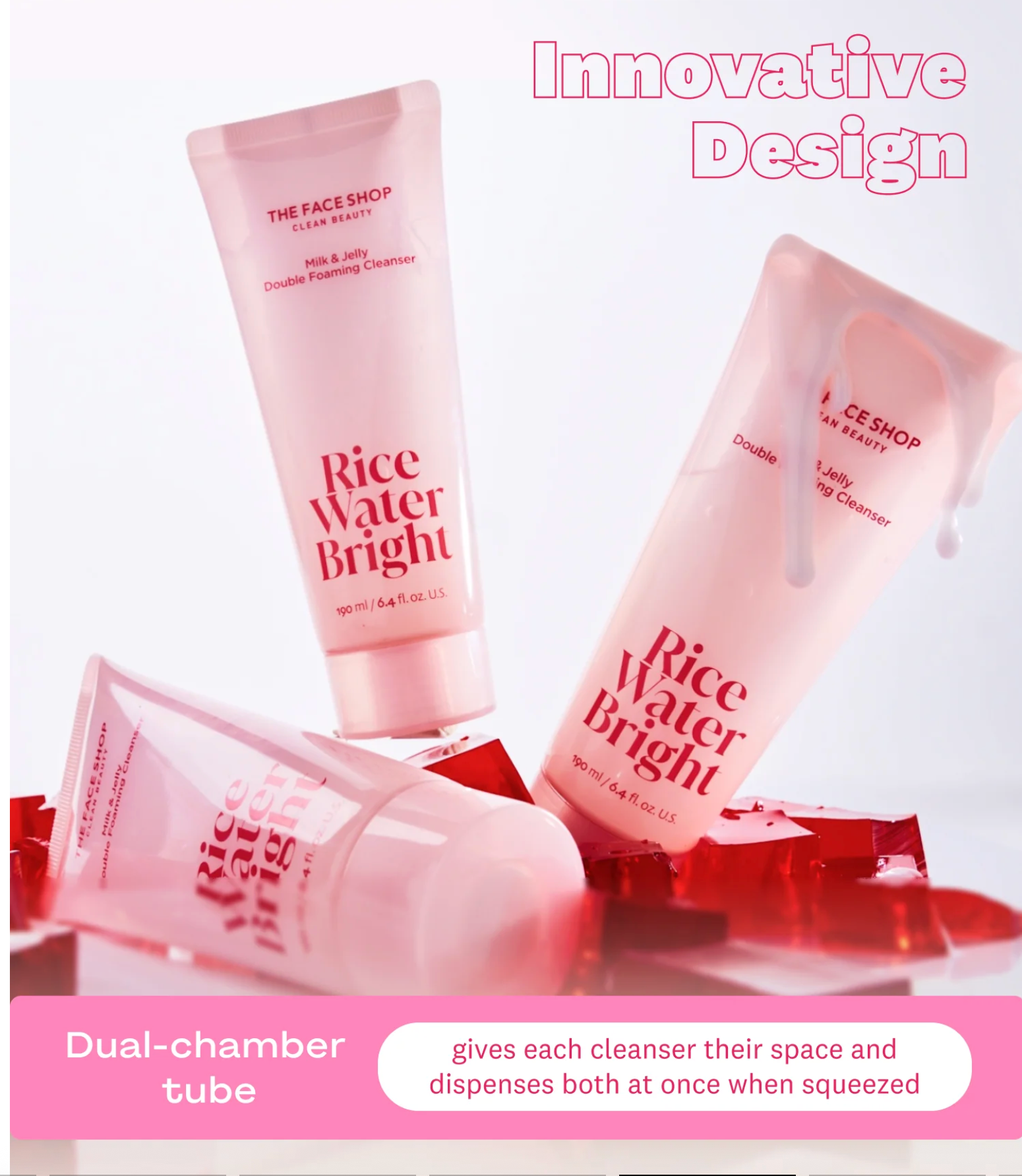 THEFACEESHOP RICE WATER BRIGHT MILK&JELLY DOUBEL FOAMING CLEANSER