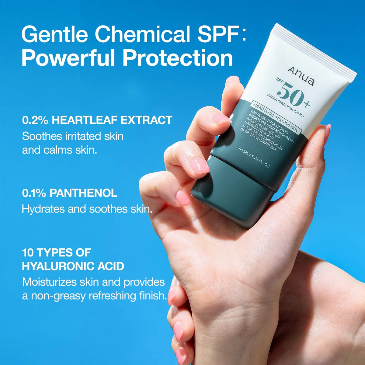 HEARTLEAF SILKY MOISTURE MILD SUNSCREEN 50ml