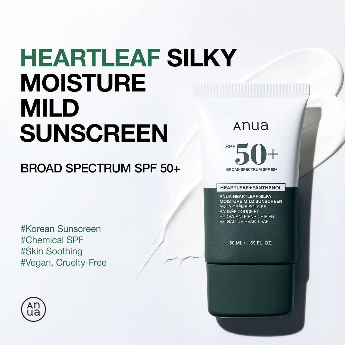 HEARTLEAF SILKY MOISTURE MILD SUNSCREEN 50ml