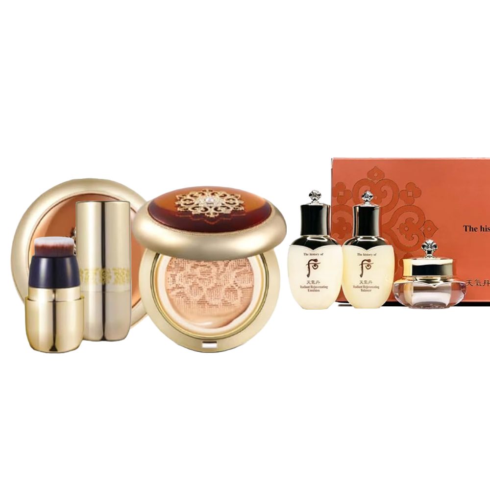 WHOO Cheongidan Radiant Essence Cushion with Cheongidan 3pc Travel Kit